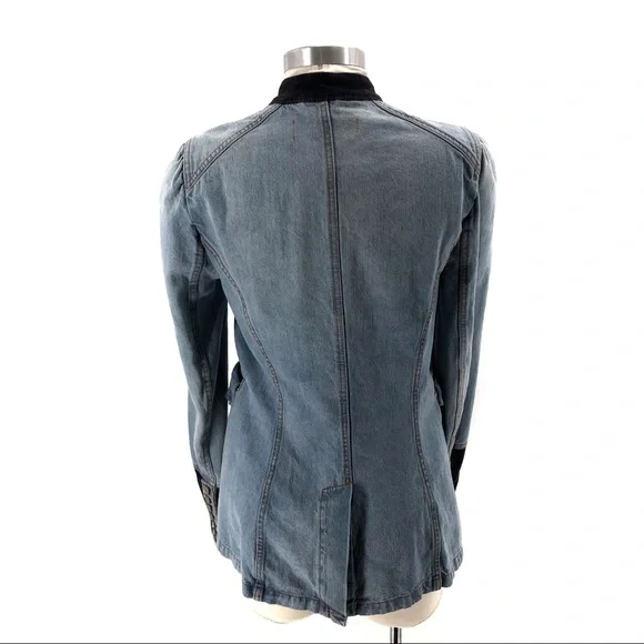 Free People Denim Seamed And Structured Jacket - Picture 4 of 8